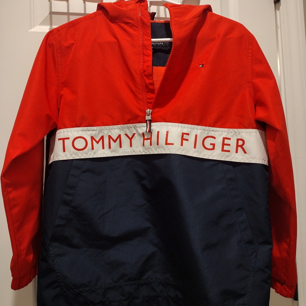 Tommy Hilfiger Red and Navy Colorblock Kids Jacket